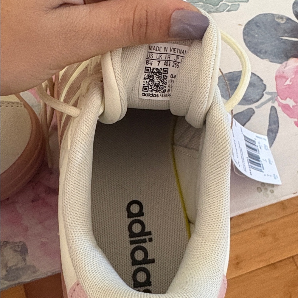 Adidas Women's Cream and Mauve Sneakers - Picture 3 of 6